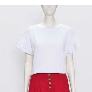 LOFT ruffle sleeve linen tee